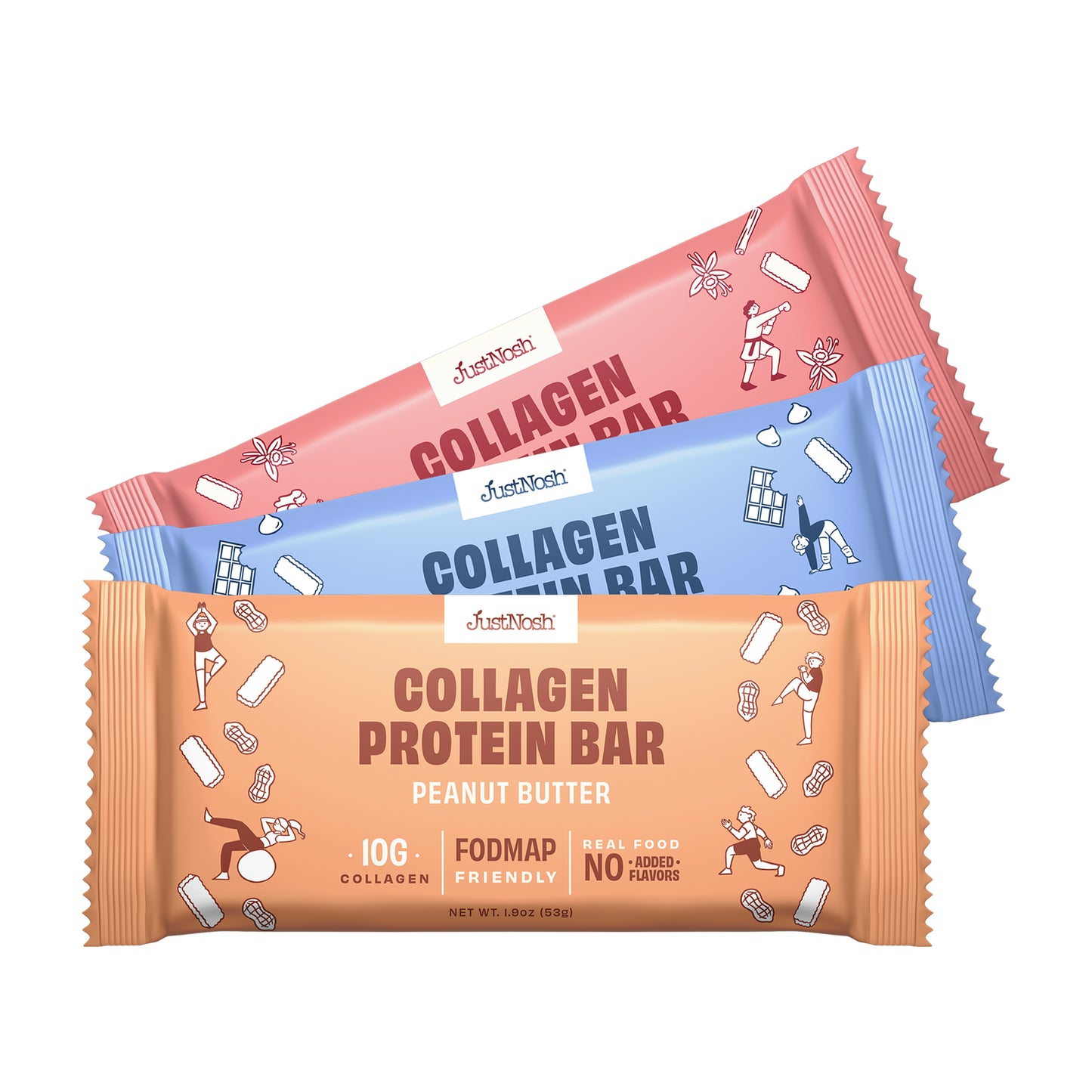 JustNosh Collagen Protein Bars 12ct Variety Pack